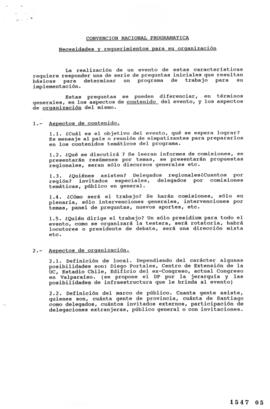 Convención Nacional Programática. Minuta Precandidatura Presidencial Necesidades y Requerimientos...