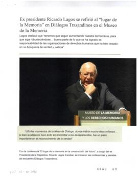 Ex presidente Ricardo Lagos se refirió al lugar de la Memoria en Diálogos Trasandinos en el Museo...