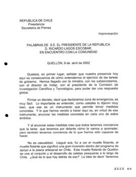 Palabras de S.E. el Presidente de la República, D. Ricardo Lagos Escobar, en Encuentro con Comunidad