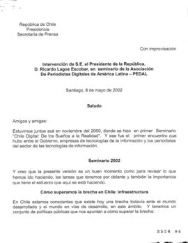 Intervención de S.E. el Presidente de la República, Ricardo Lagos Escobar, en Seminario de Asocia...