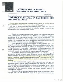 Tengamos confianza en las tareas que hay por delante. Lagos planteó aumentar la competitividad co...