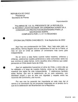 Palabras de S.E. el Presidente de la República, Ricardo Lagos Escobar, en Ceremonia donde da a Co...