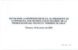 Notas para la intervención del Presidente de la República, en la presentación del proyecto Sender...