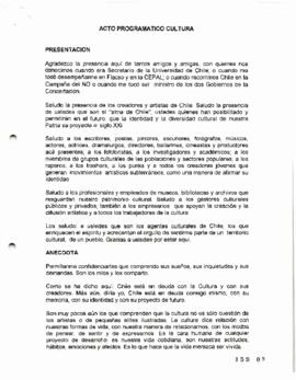 Acto programático cultura. Discurso del Candidato Presidencial Ricardo Lagos