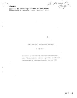 Reactivación y Restricción Externa. Seminario internacional sobre Endeudamiento externo y polític...