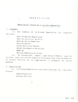 Proposición. Organización interna de la Alianza Democrática