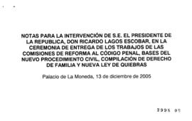 Notas para Intervención del Presidente de la República en Ceremonia de Entrega de Trabajos de Com...