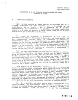 Comentarios a Ley Orgánica Constitucional del Banco Central de Chile. Documento de Trabajo