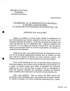 Palabras de S.E. el Presidente de la República, D. Ricardo Lagos Escobar, al Visitar Instituto Na...