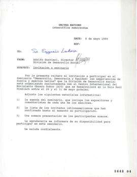 Memorandum de invitación Seminario Desarrollo Democracia y Equidad Experiencias de Suecia y Améri...