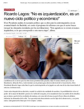 Ricardo Lagos: No es izquerdización, es un nuevo ciclo político y económico. Entrevista