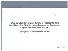 Notas para Intervención del Presidente de la República en Encuentro Empresarial Honduras
