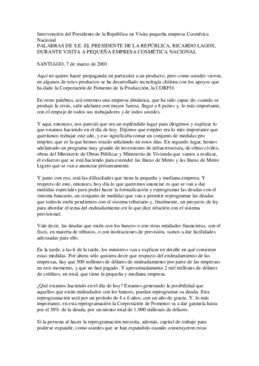 Intervención del Presidente de la República en Visita pequeña empresa Cosmética Nacional