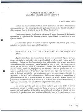 Resumen de Cuarta Sesión de Grupo V de Jornadas de Reflexión de la Concertación