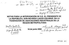 Notas para Discurso del Presidente de la República en Federación de Asociaciones Industriales de ...