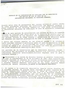 Declaración de la Concertación de Partidos por la Democracia relativa a 40 Años de Declaración Un...