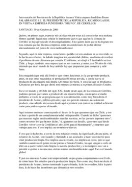 Intervención del Presidente de la República durante Visita empresa fundidora Bruno
