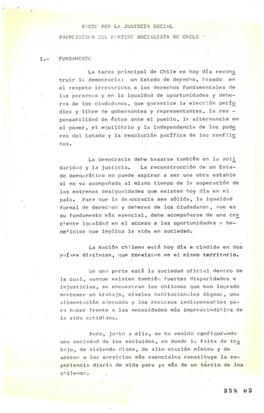 Pacto por la Justicia Social. Propuesta del Partido Socialista de Chile