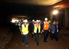 Presidente Ricardo Lagos Visita Obras en Construcción de Autopista Central