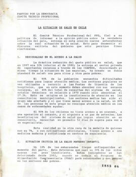 Minuta relativa a la Situación de la Salud en Chile