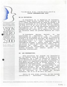 Cumbre de Pensamiento Visión Iberoamericana 2000. Programa