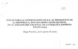 Notas para Intervención del Presidente de la República en Encuentro Nacional de la Pequeña Empres...
