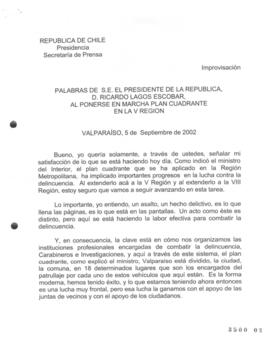 Palabras de S.E. el Presidente de la República, Ricardo Lagos Escobar, al Ponerse en Marcha Plan ...