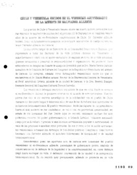 Chile y Venezuela Unidos en el Vigésimo Aniversario de la Muerte de Salvador Allende