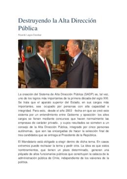 Destruyendo la Alta Dirección Pública. Columna de opinión