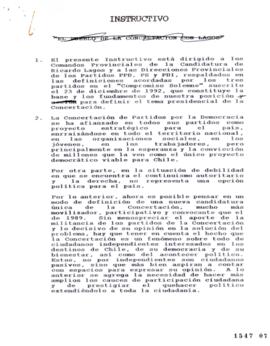 Instructivo El Pueblo de Concertación con Lagos dirigido a Comandos Provinciales Precandidatura P...