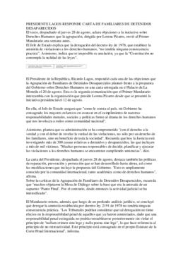 Respuesta del Presidente a la Agrupación de Familiares de Detenidos Desaparecidos