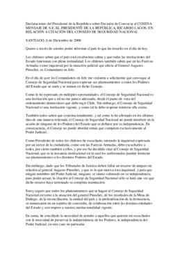 Mensaje de S.E. el Presidente de la República, Ricardo Lagos, en relación a citación del Consejo ...