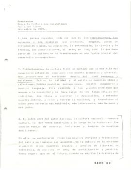 Memorandum sobre la cultura que necesitamos, Feria del Libro