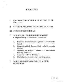 Esquema. Minuta con Temas del Programa de Gobierno del Candidato Presidencial Ricardo Lagos