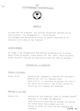 Programa de Congreso N º45 del Partido Socialista Italiano