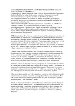 Inauguración nuevo sistema de telecomunicaciones de Carabineros