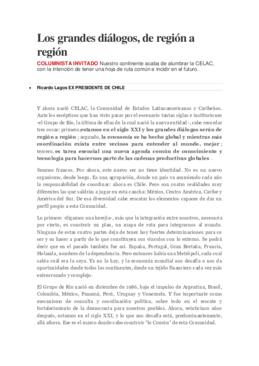 Los grandes diálogos de región a región. Columna de opinión