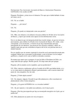Declaraciones Tras Aniversario Asociación de Bancos e Instituciones Financieras
