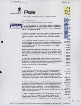 Sonrisa de Mujer. Recorte de prensa