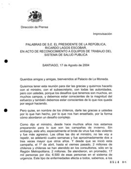 Palabras de S.E. el Presidente de la República, Ricardo Lagos Escobar, en Acto de reconocimiento ...