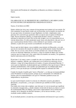 Intervención del Presidente de la República en Reunión con chilenos residentes en Suecia