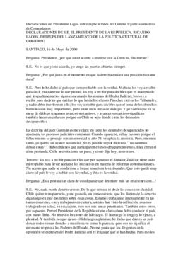 Declaraciones de S.E. el Presidente de la República, Ricardo Lagos, después del lanzamiento de la...