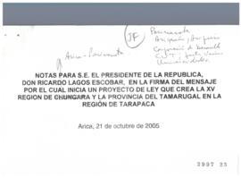 Notas para Intervención del Presidente de la República en Firma del Mensaje para Proyecto de Ley ...