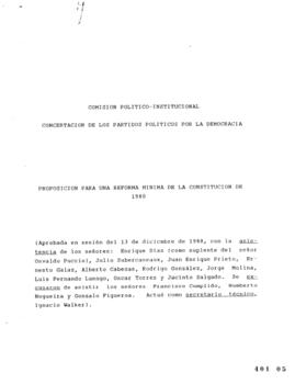 Propuesta de Comisión Político Institucional de la Concertación de Partidos por la Democracia rel...