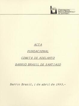 Acta Fundacional Comité de Adelanto Barrio Brasil de Santiago