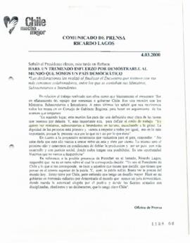 Haré un tremendo esfuerzo por demostrarle al mundo que somos un país democrático. Comunicado de P...