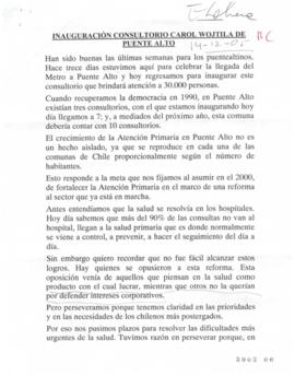 Inauguración Consultorio Carol Wojtila de Puente Alto
