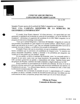 Hay una campaña sostenida de la Derecha de esconder la información. Senador Pizarro acerca de la ...