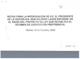 Notas para Intervención del Presidente de la República en Envío del Proyecto de Ley que Establece...