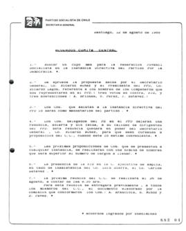 Acuerdo Comité Central de Partido Socialista de Chile